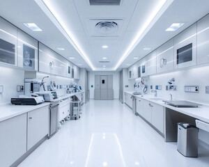 Modern veterinary clinic with advanced medical equipment and pet-friendly designs