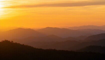 Naklejka premium 広大な土地の夕焼けの風景