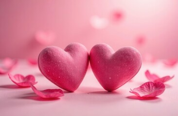 Obraz premium two hearts on pink background, valentine