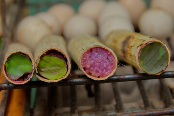 Sticky rice in bamboo. Vietnam.