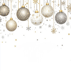 Fototapeta premium Elegant Christmas Decorations with Golden and Silver Christmas balls
