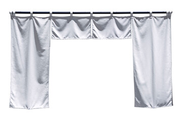white vertical fabric Japanese style door and window flag with waving texture isoalate white background