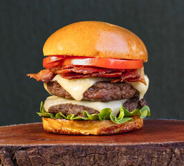 classic burger traditional meat cheese sun-dried meat