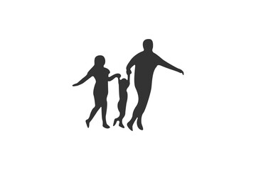 Vector silhouette of father mother and child.