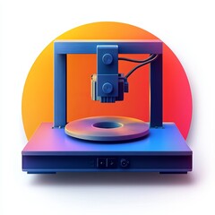 Colorful 3D Printing Machine Illustration