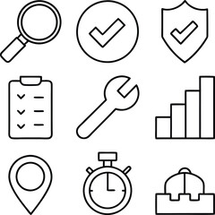 Business Strategy Icons Research, Planning, Security, and Success