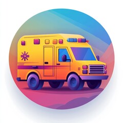 Vibrant Yellow Ambulance Illustration