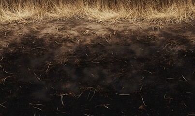 Fototapeta premium Dry earth and tall grass border.