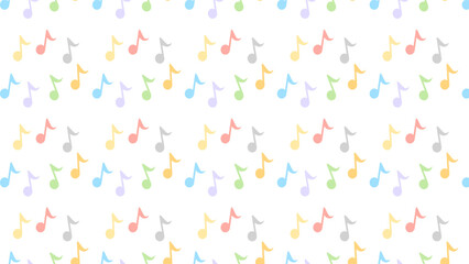 Seamless background illustration of rainbow colored musical notes.