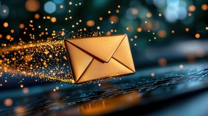 An abstract technology background featuring a sleek black design with a prominent mail sign, symbolizing email marketing or newsletter concepts.
