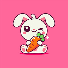 Fototapeta premium Cute bunny rabbit Flat Cartoon vector Illustration 4.eps
