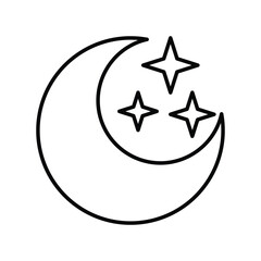 Moon and Stars line icon with white background vector stock illustration
