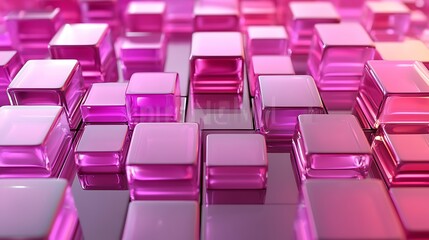 Obraz premium Abstract background of pink glossy cubes.