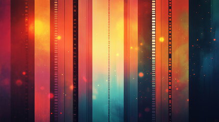 Fototapeta premium Filmstrip neon colorful spotlight background