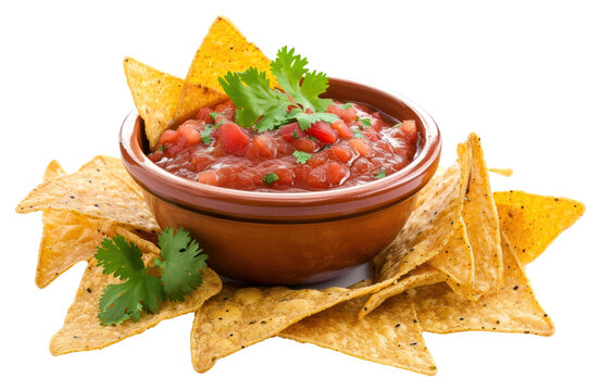 PNG Bowl of tasty salsa sauce with nachos snack food bowl. - Powered by Adobe