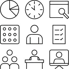 Project Management Icons Time, Team, Data, Planning, Progress