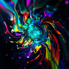 Abstract colorful diaphragm closeup view