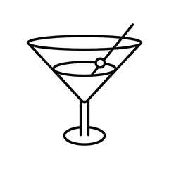 Cocktail Glass line icon with white background vector stock illustration