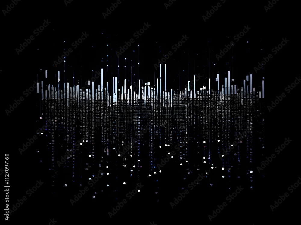 Poster abstract animation of binary code cascading down like digital rain, representing data insights in mo