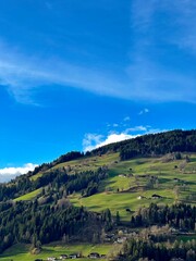 Obraz premium landscape with green mountains and blue sky