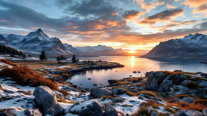 Beautiful view on nordic Scandinavian landscape