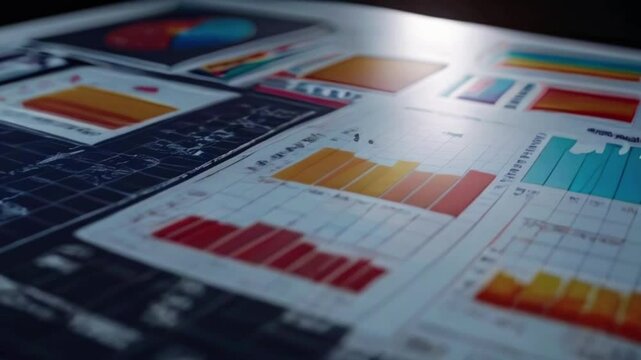 Financial data document graph chart report statistic marketing research development planning management strategy analysis accounting, 4k High-Quality Wallpaper Background Animation Video