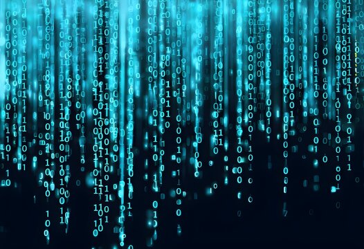 abstract animation of binary code cascading down like digital rain, representing data insights in monochromatic hues