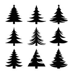 Christmas Tree Bundle Silhouette Illustration Pack for Stock