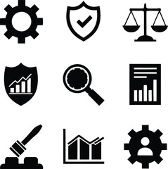 Business Analytics, Security, Legal, and Process Management Icons
