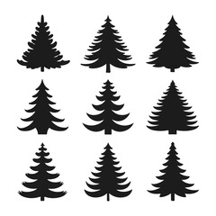 High Resolution Christmas Tree Bundle Silhouette Art