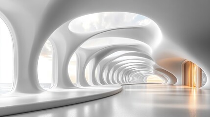 Fototapeta premium Futuristic White Architecture Design. Generative AI