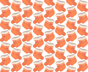 Charming pattern featuring playful orange stockings, perfect for holiday-themed projects, textiles, and festive decor. A cheerful design that adds warmth and joy to any creative work.
