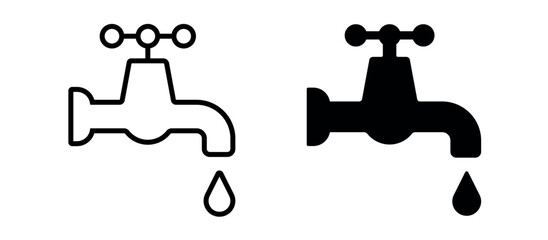 Water tap icon set. Vector illustration