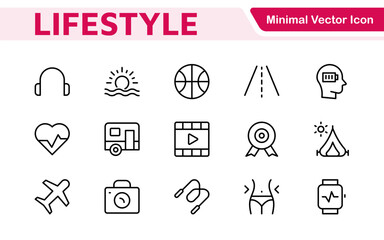 Lifestyle Icon Set. A chic and versatile collection of icons representing wellness, hobbies, daily living, lifestyle, and personal growth.