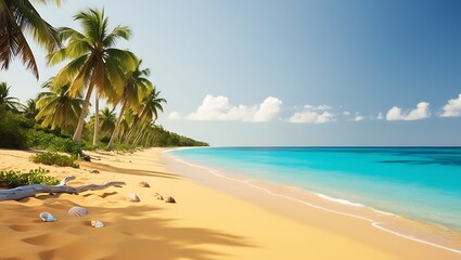 Beautiful Soft blue ocean wave on fine sandy beach