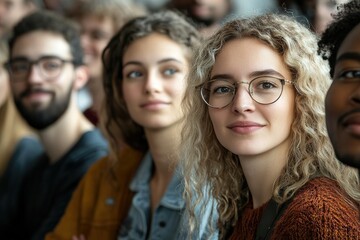Fototapeta premium portrait of diverse individuals attending cultural event with room for copy space