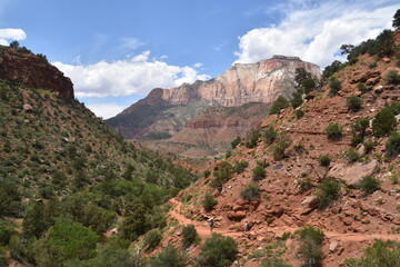 Hiking in the stunning scenery and valleys of Zion National Park, Utah