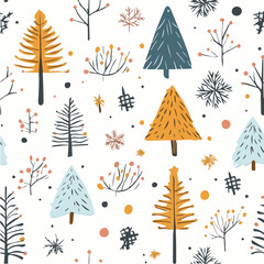 Vector of hand drawn Winter holidays seamless patterns with ornament