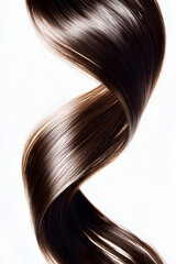 Fototapeta premium Flowing long curly strand of hair, isolated on white background