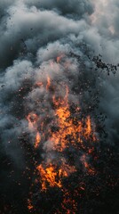 Flames Erupt from Fiery Ash Clouds During Dramatic Natural Event