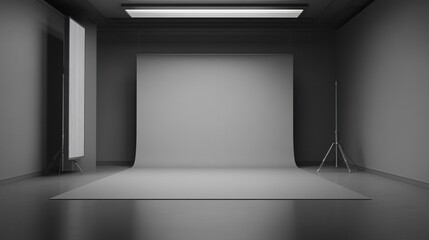 Minimalist Gray Photography Studio Setup Ready For Use