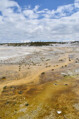 Geothermal volcanic activity around the hot springs and geysers of Yellowstone National Park
