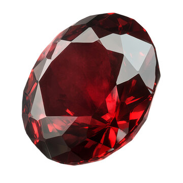 a red ruby gemstone 3d render icon isolated on transparent background cutout