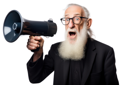 PNG Megaphone shouting holding adult.