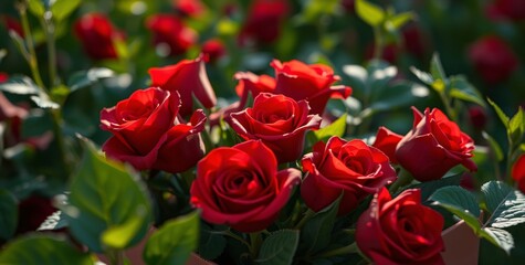 Obraz premium Extreme Macro Close-Up of Red Roses in Meadow