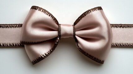 Elegant Pink Bow on Brown Trimmed Ribbon
