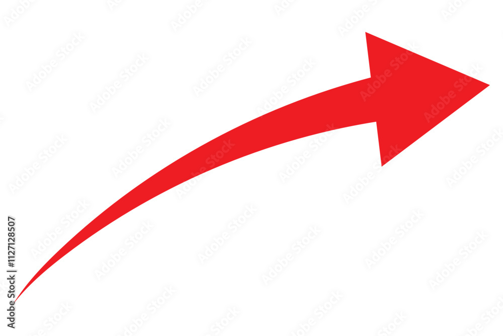 Poster red arrow. red curve arrow vector. red arrow icon in isolated background.