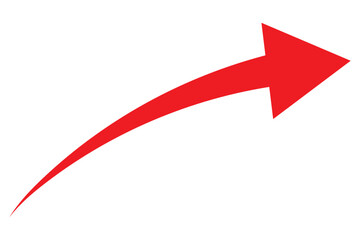 red arrow. Red curve arrow vector. Red arrow icon in isolated background.
