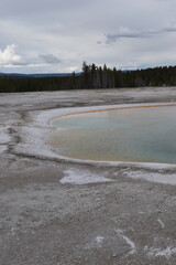 Geothermal volcanic activity by the geysers and hot springs of Yellowstone National Park in Wyoming and Montana