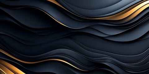 Obraz premium Abstract dark blue and gold wavy background. (2)